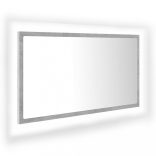 betonszürke akril LED-es fürdőszobatükör 80x8,5x37 cm
