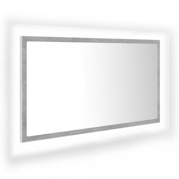 betonszürke akril LED-es fürdőszobatükör 80x8,5x37 cm