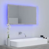 betonszürke akril LED-es fürdőszobatükör 80x8,5x37 cm