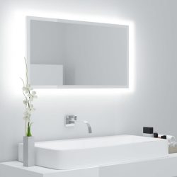   magasfényű fehér akril LED-es fürdőszobatükör 80x8,5x37 cm