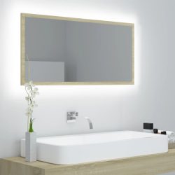   sonoma tölgy akril LED-es fürdőszobai tükör 90x8,5x37 cm