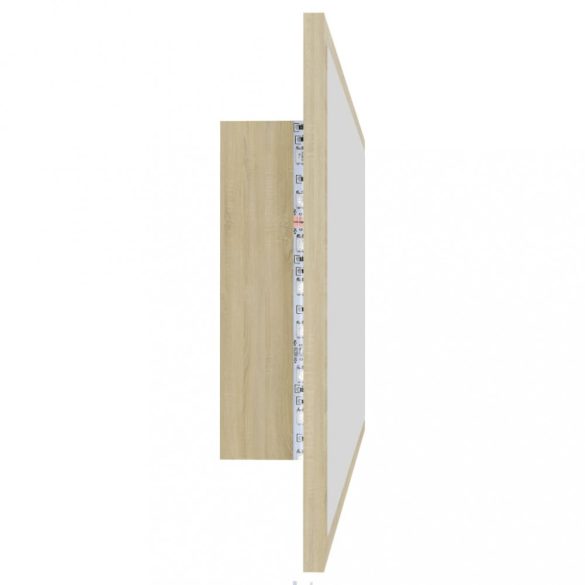sonoma tölgy akril LED-es fürdőszobai tükör 90x8,5x37 cm