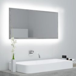 betonszürke akril LED-es fürdőszobatükör 90x8,5x37 cm
