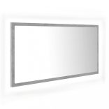 betonszürke akril LED-es fürdőszobatükör 90x8,5x37 cm
