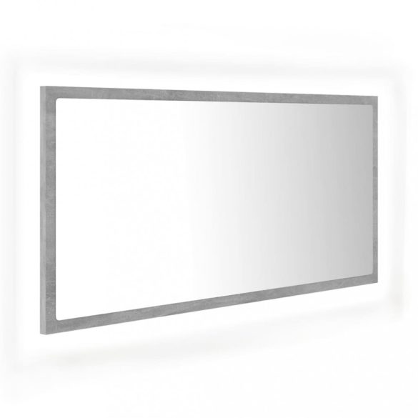 betonszürke akril LED-es fürdőszobatükör 90x8,5x37 cm