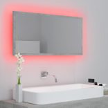 betonszürke akril LED-es fürdőszobatükör 90x8,5x37 cm