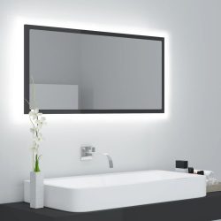   magasfényű szürke akril LED-es fürdőszobatükör 90x8,5x37 cm