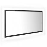 magasfényű szürke akril LED-es fürdőszobatükör 90x8,5x37 cm