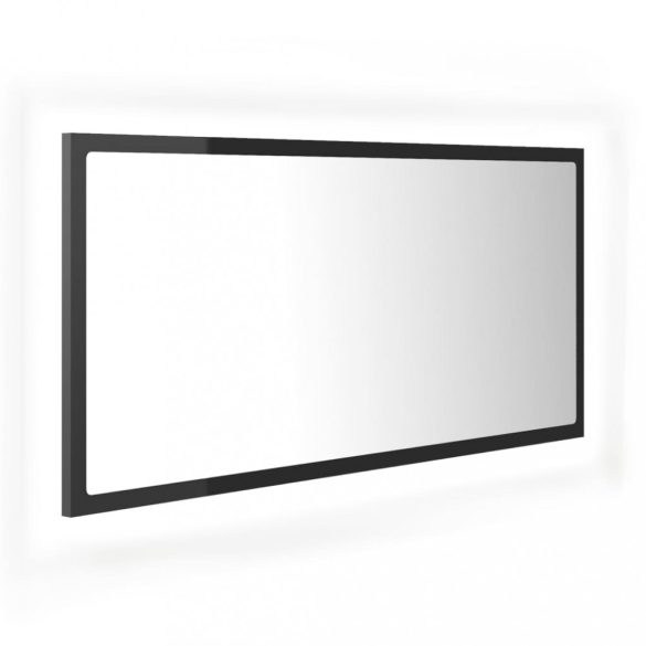magasfényű szürke akril LED-es fürdőszobatükör 90x8,5x37 cm