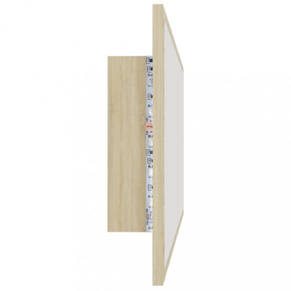 sonoma tölgy akril LED-es fürdőszobai tükör 100x8,5x37 cm