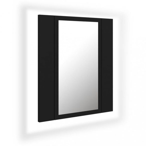 fekete akril LED-es fürdőszobaszekrény tükörrel 40x12x45 cm