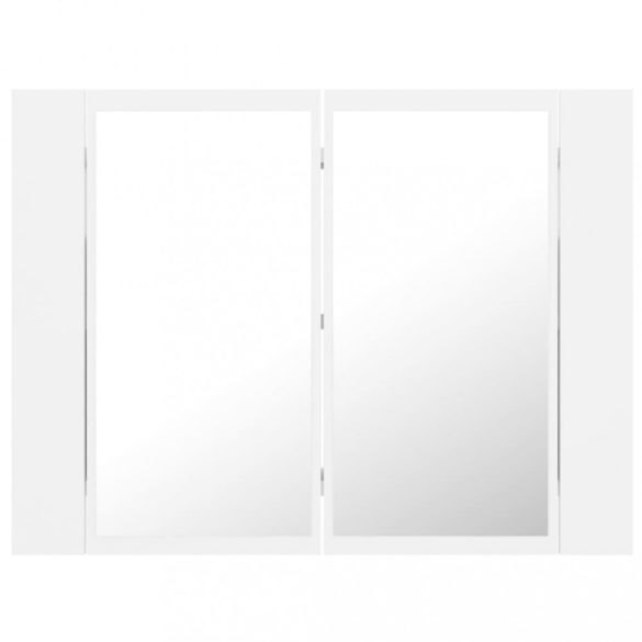 fehér akril LED-es fürdőszobaszekrény tükörrel 60x12x45 cm
