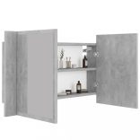 betonszürke akril LED-es tükrös fürdőszobaszekrény 80x12x45 cm