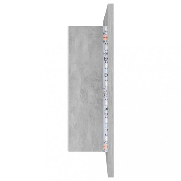 betonszürke akril LED-es tükrös fürdőszobaszekrény 80x12x45 cm