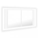fehér akril LED-es fürdőszobaszekrény tükörrel 90x12x45 cm