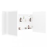 fehér akril LED-es fürdőszobaszekrény tükörrel 90x12x45 cm
