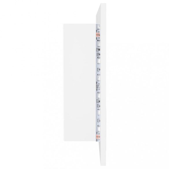 fehér akril LED-es fürdőszobaszekrény tükörrel 90x12x45 cm