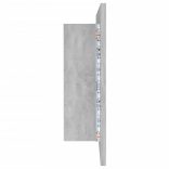 betonszürke akril LED-es tükrös fürdőszobaszekrény 90x12x45 cm