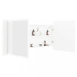 fehér akril LED-es fürdőszobaszekrény tükörrel 100 x 12 x 45 cm