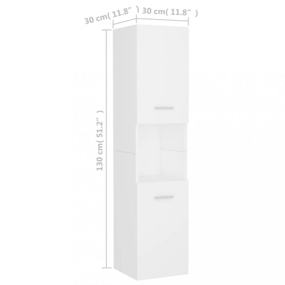 fehér szerelt fa fürdőszobaszekrény 30 x 30 x 130 cm