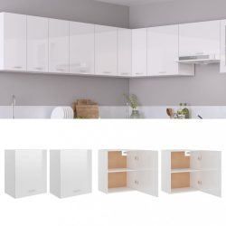   2 db magasfényű fehér forgácslap függő szekrény 50 x 31 x 60 cm