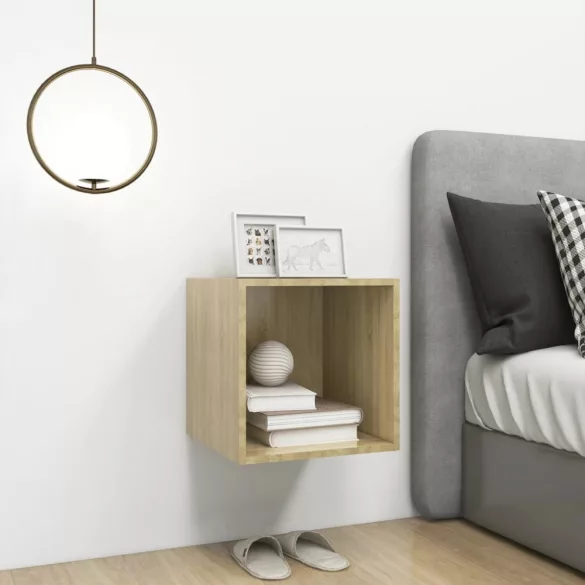 sonoma tölgy színű szerelt fa fali szekrény 37 x 37 x 37 cm