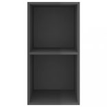 magasfényű szürke szerelt fa fali TV-szekrény 37 x 37 x 72 cm