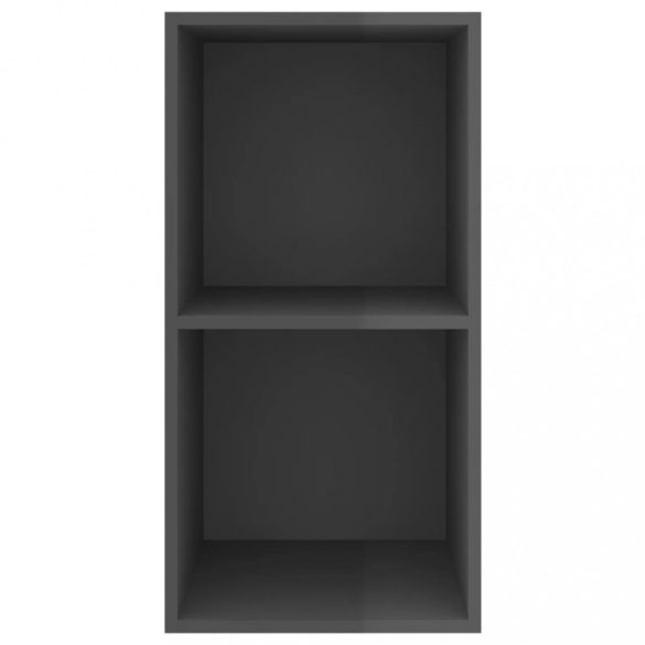 magasfényű szürke szerelt fa fali TV-szekrény 37 x 37 x 72 cm