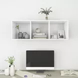 fehér szerelt fa falra szerelhető TV-szekrény 37 x 37 x 107 cm