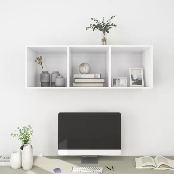 fehér szerelt fa falra szerelhető TV-szekrény 37 x 37 x 107 cm