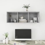 betonszürke szerelt fa falra szerelhető TV-szekrény 37x37x107cm