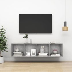 betonszürke szerelt fa fali TV-szekrény 37x37x142,5 cm