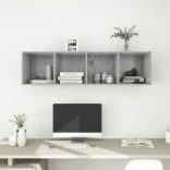 betonszürke szerelt fa fali TV-szekrény 37x37x142,5 cm