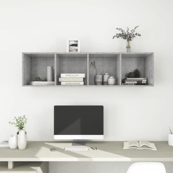 betonszürke szerelt fa fali TV-szekrény 37x37x142,5 cm