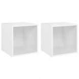 2 db fehér szerelt fa TV-szekrény 37 x 35 x 37 cm