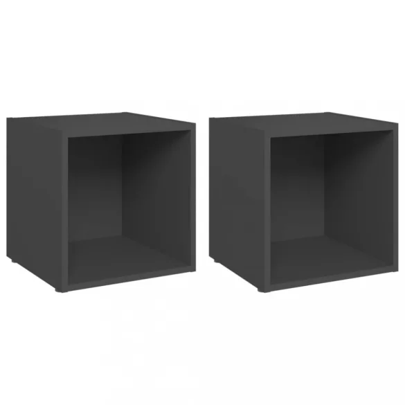 2 db szürke szerelt fa TV-szekrény 37 x 35 x 37 cm