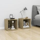 sonoma tölgy színű szerelt fa TV-szekrény 37 x 35 x 37 cm