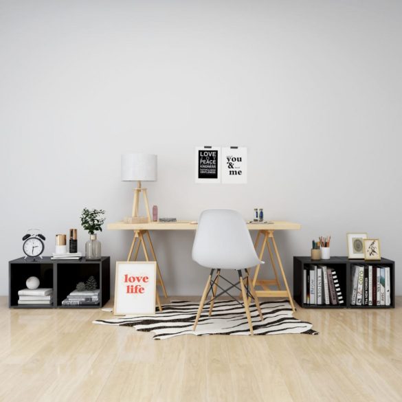 4 db magasfényű szürke szerelt fa TV-szekrény 37 x 35 x 37 cm