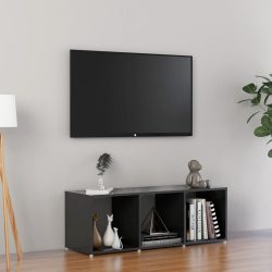   magasfényű szürke szerelt fa TV-szekrény 107 x 35 x 37 cm