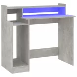 betonszürke szerelt fa íróasztal LED-ekkel 97 x 45 x 90 cm