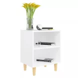 2 db fehér éjjeliszekrény tömör fa lábakkal 40 x 30 x 50 cm
