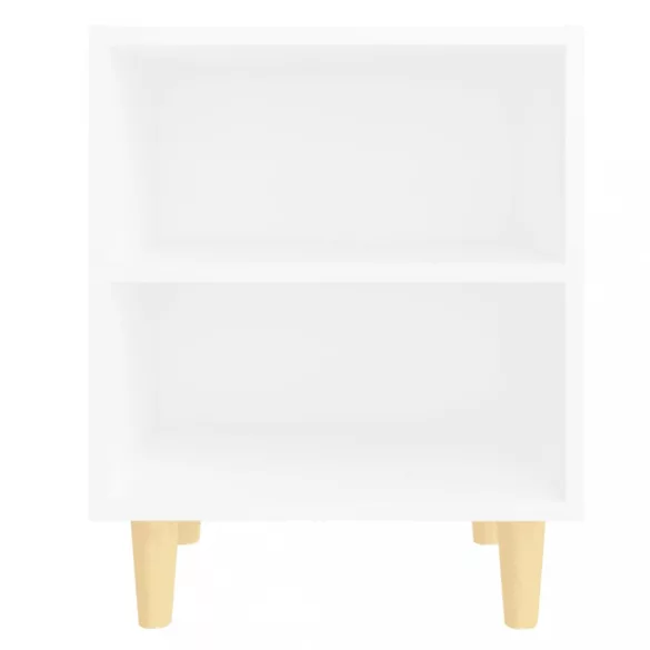 2 db fehér éjjeliszekrény tömör fa lábakkal 40 x 30 x 50 cm