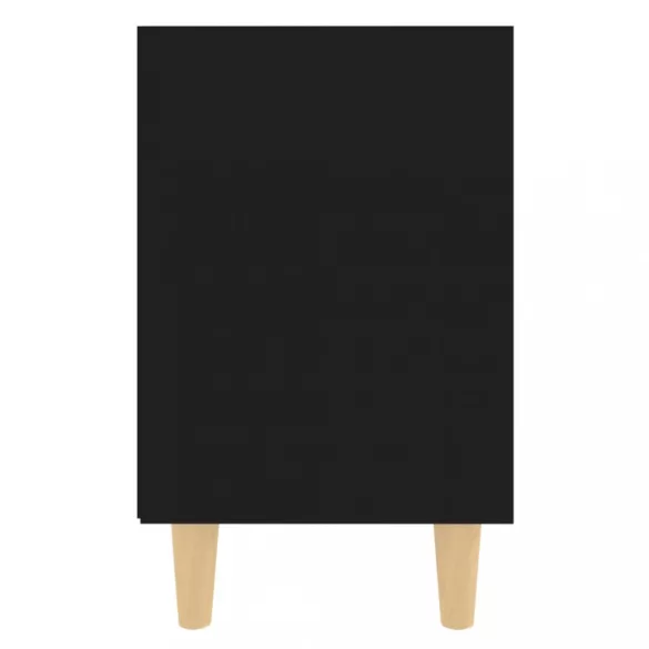 fekete éjjeliszekrény tömör fa lábakkal 40 x 30 x 50 cm