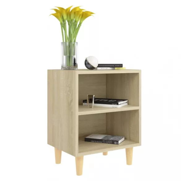 tölgyszínű éjjeliszekrény tömör fa lábakkal 40 x 30 x 50 cm