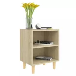 2 db tölgyszínű éjjeliszekrény tömör fa lábakkal 40x30x50 cm