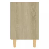 2 db tölgyszínű éjjeliszekrény tömör fa lábakkal 40x30x50 cm