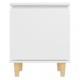 2 db fehér éjjeliszekrény tömör fa lábakkal 40 x 30 x 50 cm