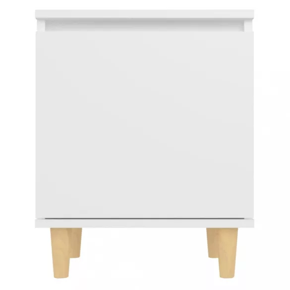 2 db fehér éjjeliszekrény tömör fa lábakkal 40 x 30 x 50 cm