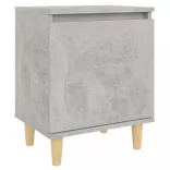 betonszürke éjjeliszekrény tömör fa lábakkal 40 x 30 x 50 cm