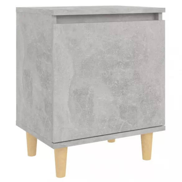 betonszürke éjjeliszekrény tömör fa lábakkal 40 x 30 x 50 cm